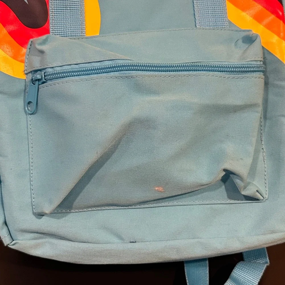 Aldi Gear Retro Rainbow Swirl Backpack and Striped Belt Bag Set Blue White